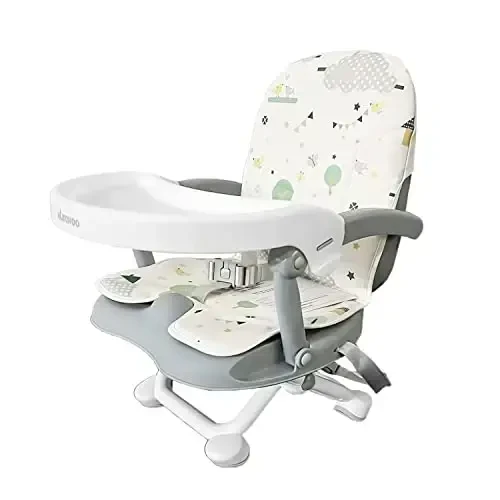 UBRAVOO Baby Booster Seat for Dining Table with Removable Tray & Cushion, 3in1 Portable Toddler Booster Seat, 4 Height Adjustable Travel High Chair for Babies and Toddlers - 1