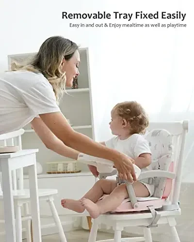 UBRAVOO Olib olinadigan patnis va yostiqli ovqat stoli uchun Baby Booster o'rindiq, 3in1 portativ Toddler Booster o'rindiq, chaqaloqlar va yosh bolalar uchun 4 balandlikda sozlanishi sayohat uchun baland stul - 4
