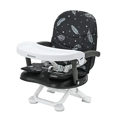 UBRAVOO Olib olinadigan patnis va yostiqli ovqat stoli uchun Baby Booster o'rindiq, 3in1 portativ Toddler Booster o'rindiq, chaqaloqlar va yosh bolalar uchun 4 balandlikda sozlanishi sayohat uchun baland stul 