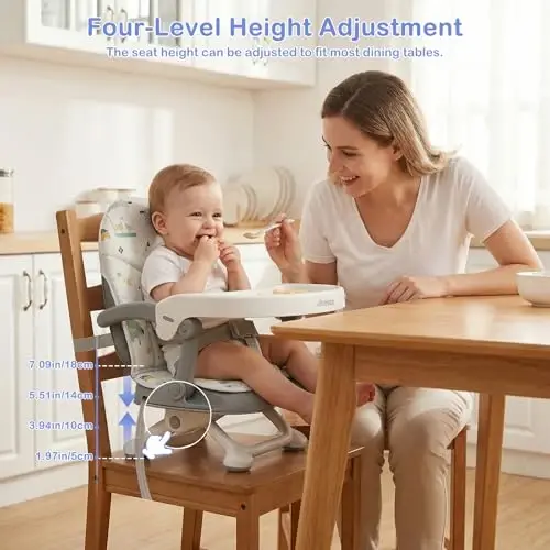 UBRAVOO Olib O'tiradigan Stol uchun Kreslo, Yechiladigan Patnis va Yostiqli, 3in1 Portativ Kichkintoy O'rindigi, Chaqaloqlar va Kichkintoylar uchun 4 Balandlikda Sozlanuvchi Sayohat uchun Yuqori Kreslo - 3