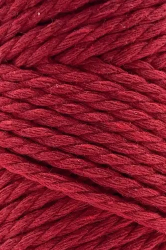 Üç Büküm 250 Gram Pamuk Taranan Makrome Makrame Halat Hobi İpi 3 Büküm Kırmızı-Kırmızı - SENSY (1)