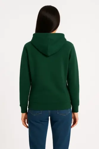 Üç İplik Kapüşonlu Kanguru Çepli SweatShirt Hoodie - Haki - BÜYÜKBEDENIZ (1)