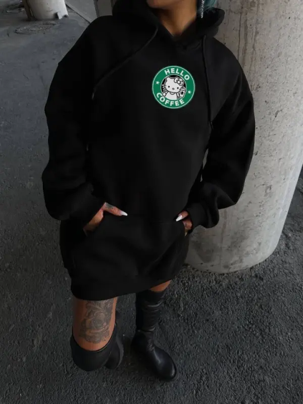 Üç İplik Penye Uzun Kol Kapşonlu SweatShirt - Siyah - BÜYÜKBEDENIZ