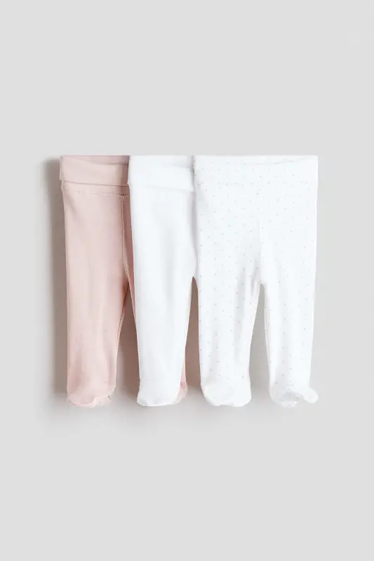 3'lü Katlanır Belli Tayt - Powder pink/Spotted - H&M