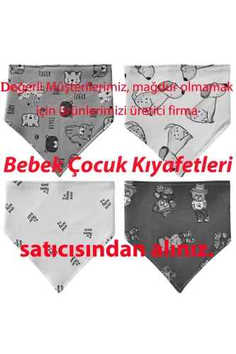 Uchburchak ro'molcha, paxtadan ishlangan, suyuqlik o'tkazmaydigan so'lak va ovqat yubkasi, 4 dona. - 1