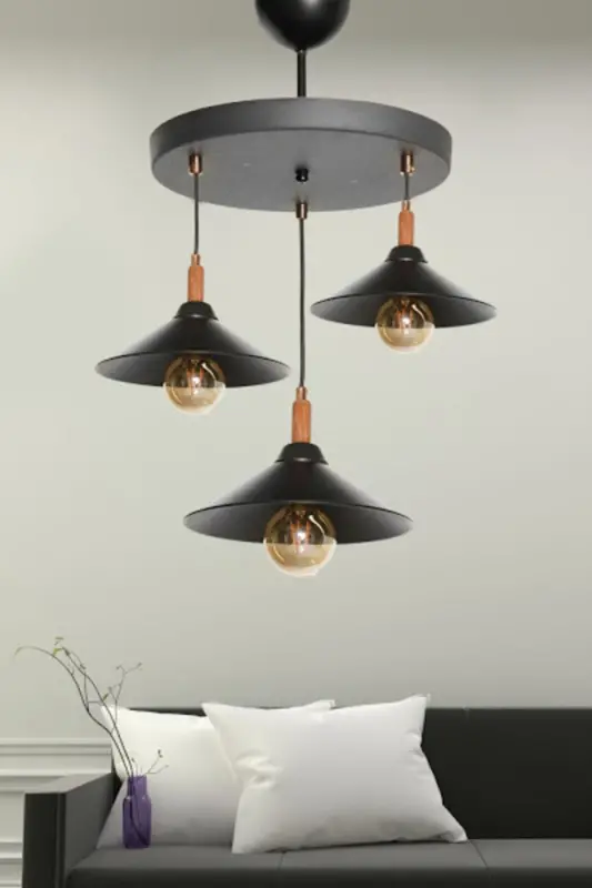 Uchta Tapado Osilib Turgan Chandelier Qora - DEDE