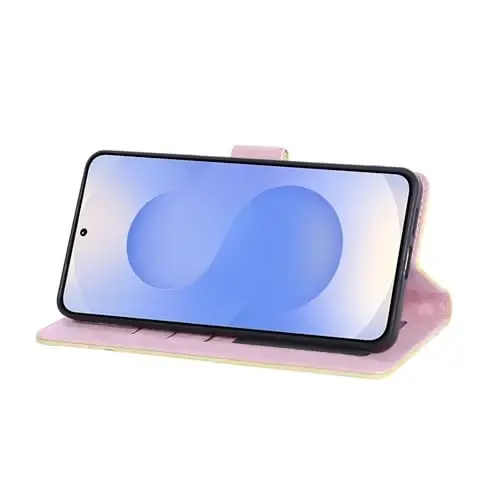 UEEBAI Samsung Galaxy S25 Edge 5G uchun hamyonli chexol, PU teri telefon chexoli, RFID blokirovkali oʻrnatish moslamasi, kartochka uyalari, bilak tasmasi, naqshli magnit qulfli gul chexoli, sariq ромашка - 4