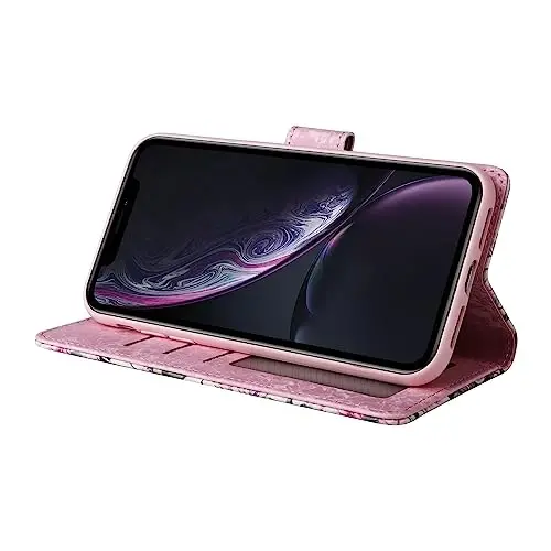 UEEBAI Samsung Galaxy S25 Ultra 5G uchun hamyonli g‘ilof, charm telefon hamyoni, RFID blokirovka, kartochka uyalari, bilak tasmasi, magnit qulfli gul naqshli binafsha rang qopqoq - 5