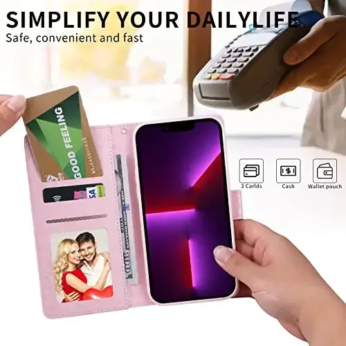 UEEBAI Wallet Case for Samsung Galaxy S23 5G, PU Charm Qopqoqli Hamyon Samsung Galaxy S23 5G uchun, PU charm Telefon Qutisi Tayanchi RFID Blocking Charm Qutisi Kartalar uchun joylar Qo'l tasmasi Kabartmalı naqsh Magnitli qulf Folio Qutisi - Moviy Kapalak - UEEBAI (1)