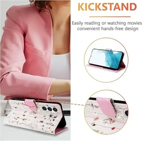 UEEBAI Wallet Case for Samsung Galaxy S24 Plus 5G, PU Leather Phone Case Kickstand RFID Blocking Flip Case Card Slots Wrist Strap Relief Engraved Pattern Magnetic Closure Folio Case - Vine - MODAZONE (1)