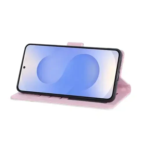 UEEBAI Wallet Case for Samsung Galaxy S25 Edge 5G, PU Charm telefon qopqog'i Kickstand RFID Blocking Flip Charm karta uyalari bilak tasmasi bo'rtma naqshli magnit yopilishi Gul Folio Charm, Vine - 4