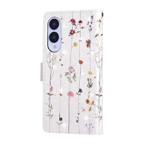 UEEBAI Wallet Case for Samsung Galaxy S25 Edge 5G, PU Charm telefon qopqog'i Kickstand RFID Blocking Flip Charm karta uyalari bilak tasmasi bo'rtma naqshli magnit yopilishi Gul Folio Charm, Vine - 6