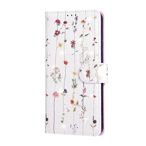 UEEBAI Wallet Case for Samsung Galaxy S25 Edge 5G, PU Charm telefon qopqog'i Kickstand RFID Blocking Flip Charm karta uyalari bilak tasmasi bo'rtma naqshli magnit yopilishi Gul Folio Charm, Vine - 7