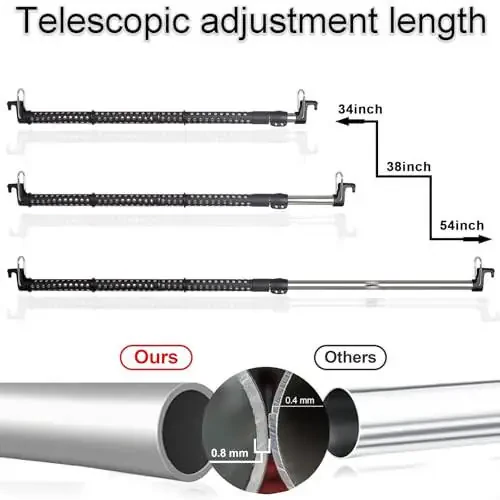 UEGHNS Автомобильная вешалка для одежды, телескопическая регулируемая стойка для одежды 34-54 дюйма, прочная автомобильная вешалка для одежды, подходит для автомобилей, грузовиков, внедорожников, домов на колесах (34-54 дюйма) - 5