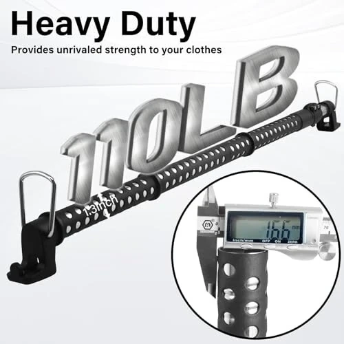 UEGHNS Car Clothes Hanger Bar, Clothes Rack for Car Telescopic Adjustable 34-54inch Heavy Duty Car Clothes Rack Suitable For Cars Trucks SUVs RVs Toad Trippers RVs. (34-54inch) - UEGHNS (1)