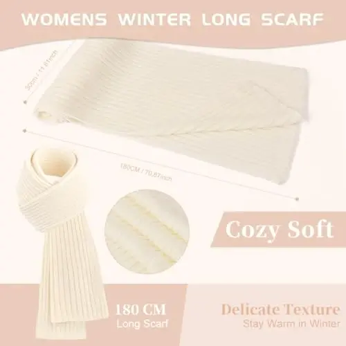 Uerymit Womens Winter Beanie Hat Scarf Gloves Set Warm Knit Beanie with Pom Pom Long Scarf Touchscreen Gloves 3 in 1 Set - 4