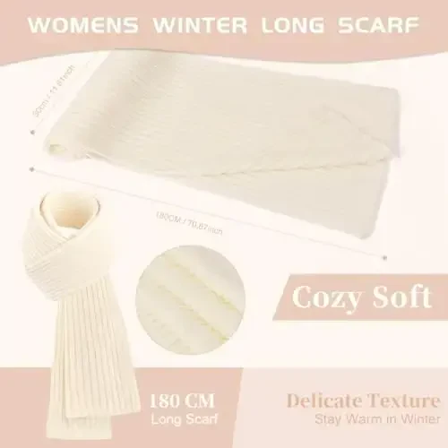 Uerymit Womens Winter Beanie Hat Scarf Gloves Set Warm Knit Beanie with Pom Pom Long Scarf Neck Warmer Touchscreen Gloves - 4