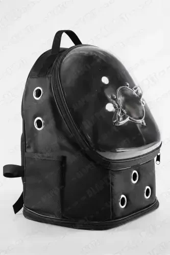 UFO Astronaut Cat Carrier - 7 Air Channel Paw Patterned 47x40x35cm (15kg)-Black - 3