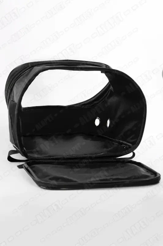 UFO Astronaut Cat Carrier - 7 Air Channel Paw Patterned 47x40x35cm (15kg)-Black - 6