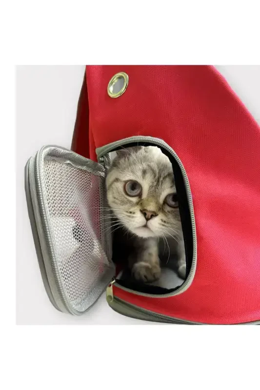 Ufo Astronaut Cat Carrier - 7 Air Channel Paw Patterned 47x40x35cm (15kg)-Red - 3