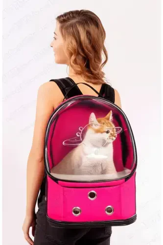 UFO Astronaut Cat Carrier - 7 Air Channels Paw Pattern 47x40x35cm (15kg) - ALAPET (1)