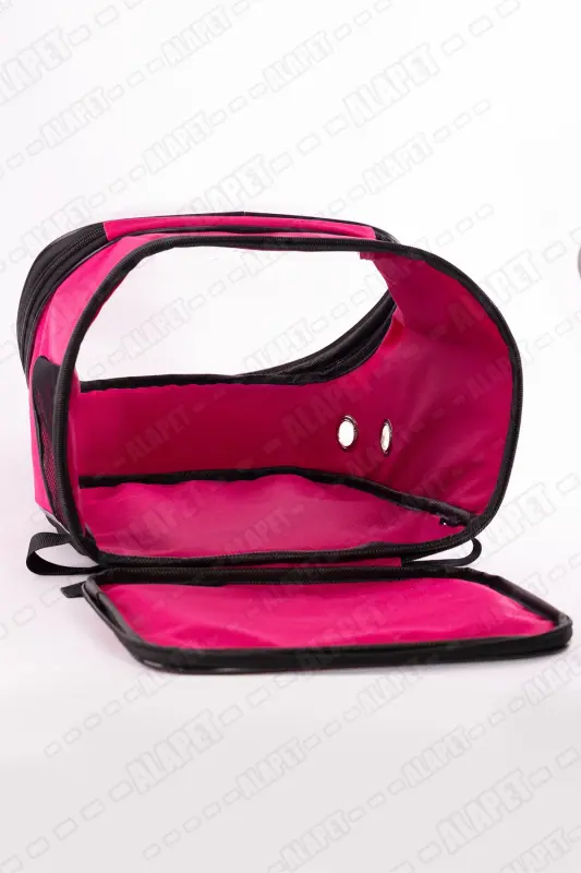 Ufo Astronot Kedi Taşıma Çantası - 7 Hava Kanallı Pati Desenli 47x40x35cm (15kg) - Pembe - 2