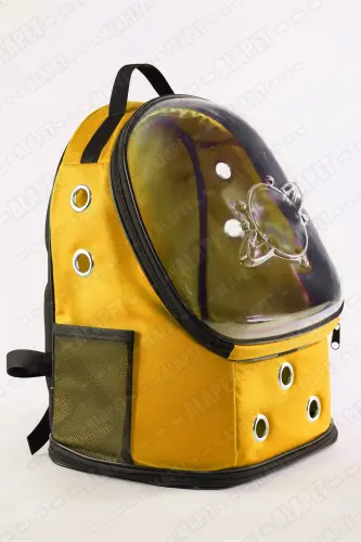 Ufo Astronot Kedi Taşıma Çantası - 7 Hava Kanallı Pati Desenli 47x40x35cm (15kg) - Sarı - 3