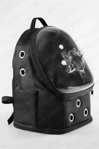 Ufo Astronot Kedi Taşıma Çantası - 7 Hava Kanallı Pati Desenli 47x40x35cm (15kg) - Siyah - 3
