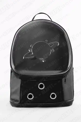 Ufo Astronot Kedi Taşıma Çantası - 7 Hava Kanallı Pati Desenli 47x40x35cm (15kg) - Siyah - 4