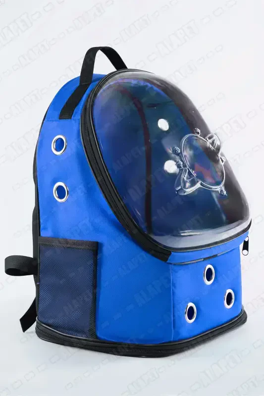 Ufo Astronot Kedi Taşıma Çantası - 7 Hava Kanallı Pati Desenli 47x40x35cm (15kg)-Turkuaz - 3