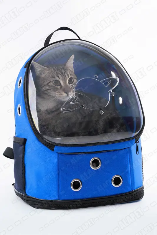 Ufo Astronot Kedi Taşıma Çantası - 7 Havo Kanalli Pati Naqshli 47x40x35cm (15kg)-Turkuaz - 5