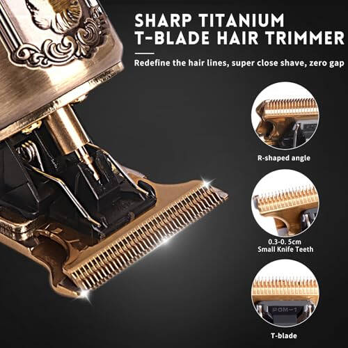 Ufree Beard Hair Trimmer for Men Professional, Grooming Cutting Kit, Mustache T Blade Liners Trimmer Electric Shavers, Cordless Zero Gapped Edgers Clippers Barber Supplies, Gifts for Men - 3