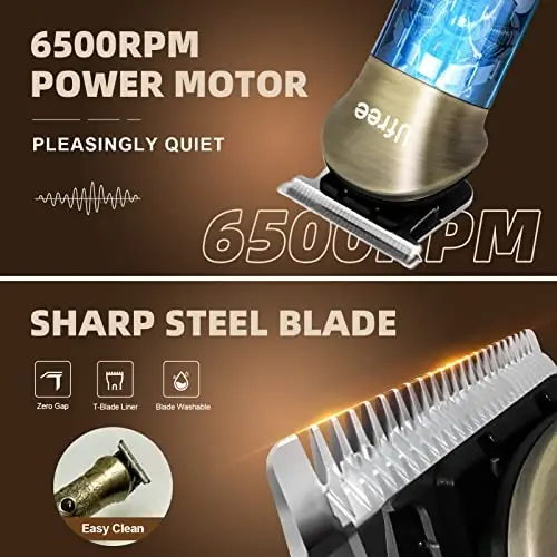 Ufree Beard Trimmer for Men, Cordless Hair Clippers, Electric Razor Shavers for Men, Shaving Kit for Mustache Body Nose Ear Hair Facial, 7 in 1 Beard Grooming Kit Fathers Gifts for Dad - 4