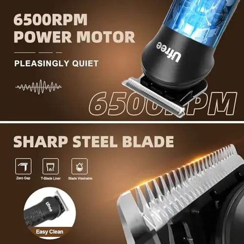 Ufree Beard Trimmer for Men, Electric Razor Shavers, Cordless Hair Clippers, 7 in 1 Beard Grooming Kit for Mustache, Body, Nose and Facial, Gifts for Men - 4