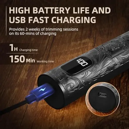 Ufree erkaklar uchun soqol trimmer, elektr ustara, simsiz soch kesgich, mo'ylov, tana, burun va yuz uchun 7 in 1 soqol parvarishlash to'plami, erkaklar uchun sovg'alar - 6