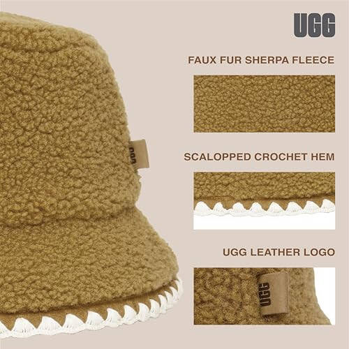 UGG ayollar UGGFluff Scalloped shlyapasi - Yumshoq sun'iy mo'yna qishki shlyapa - 4