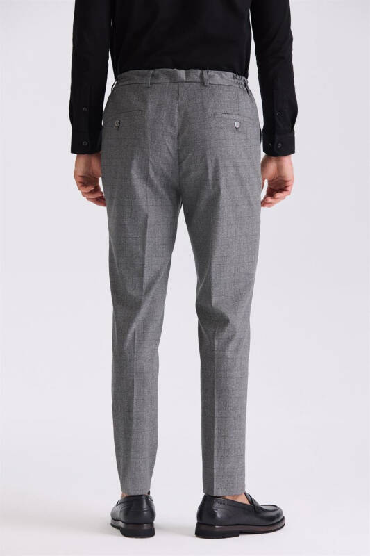 Угольно-серые шерстяные брюки с удобной посадкой на резинке в поясе - 4