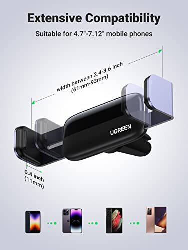 UGREEN Avtomobil Havolash Telefon Stendasi Havolash Klipi Ustiviga O'rnatish Telefon Stendasi Avtomobil Telefon Stendasi iPhone 15 14 13 12 Pro Max Mini Plus, iPhone 11 SE XS XR 8 7 6 6S Smartfoni bilan Mos keladi - 12