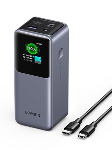 UGREEN Nexode 20000mAh quvvat bankasi to'plami USB C - USB C kabeli 3.3FT bilan iPhone 15/15 Pro/15 Pro Max, MacBook Pro/Air, Galaxy S24/S23, iPad Pro/Air, Pixel 8 bilan mos keladi - 2