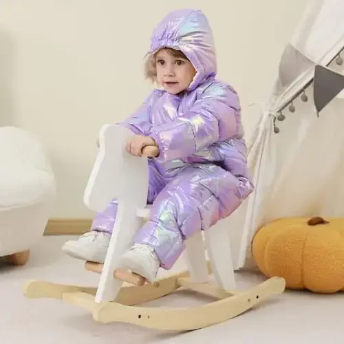 uideazone Baby Girls Boys Snowsuit Toddler Warm Hooded Snow Suit Infant Double Zipper Romper One Piece Puffer Coat 3-24M - 3
