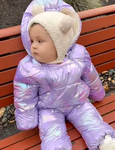 uideazone Baby Girls Boys Snowsuit Toddler Warm Hooded Snow Suit Infant Double Zipper Romper One Piece Puffer Coat 3-24M 