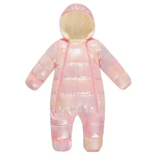 uideazone Baby Girls Boys Snowsuit Toddler Warm Hooded Snow Suit Infant Double Zipper Romper One Piece Puffer Coat 3-24M - Modazone (1)