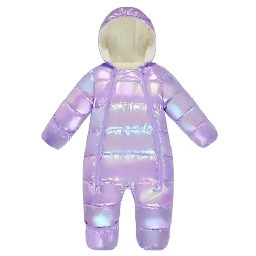 uideazone Baby Girls Boys Snowsuit Toddler Warm Hooded Snow Suit Infant Double Zipper Romper One Piece Puffer Coat 3-24M - 1