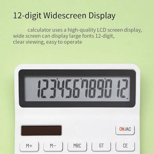 Uifrwmpyx Solar Powered Calculator with High Sensitivity Keys and Clear 12 Digit Display Battery/Solar Power Automatic Switches - 4