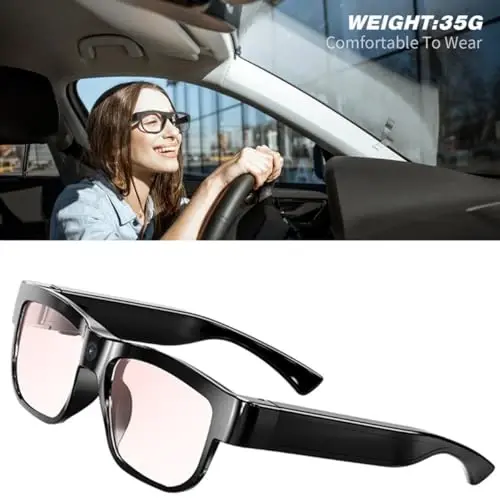 Uigsas Camera Glasses Outdoor Smart Glasses with Camera Wearable Sports Eye Glasses Recording Motorcycle Riding Scenery Including 32G Card - 4