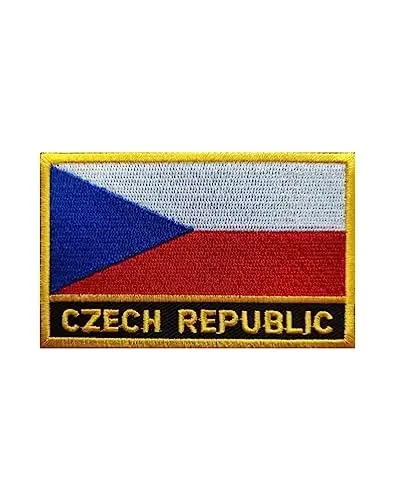 Uijokdef 1 PCS Czech Republic Flag Patches Iron On or Sew On Embroidered Tactical Military National Czech Republic Patch - 1