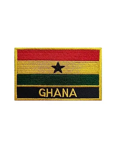 Uijokdef 1 PCS Ghana Flag Patches Iron On or Sew On Embroidered Tactical Military National Ghana Patch - 1