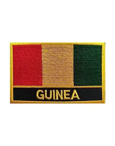 Uijokdef 1 PCS Guinea Flag Patches Iron On or Sew On Embroidered Tactical Military National Guinea Patch 