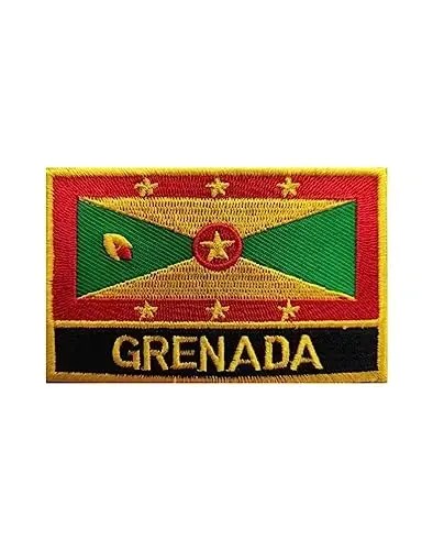 Uijokdef 1 PCS Grenada Flag Patches Iron On or Sew On Embroidered Tactical Military National Grenada Patch - 1