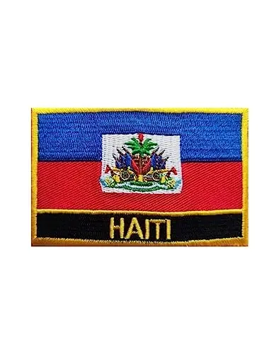 Uijokdef 1 PCS Haiti Flag Patches Iron On or Sew On Embroidered Tactical Military National Haiti Patch - 1